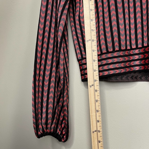 Emporio Armani Long Sleeve Crew Neck Stripped Chevron Sweater Pink Black Gray 42 - Picture 6 of 8